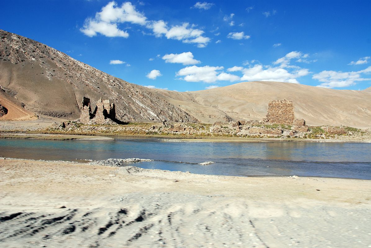 22 Ruins of Gompa Next To Yarlung Tsangpo Brahmaputra River After Saga Tibet On Way To Old Zhongba The ruins of a large gompa is across the Yarlung Tsangpo Brahmaputra River 54km from Saga on the way to Old Zhongba (sometimes spelled Drongpa).